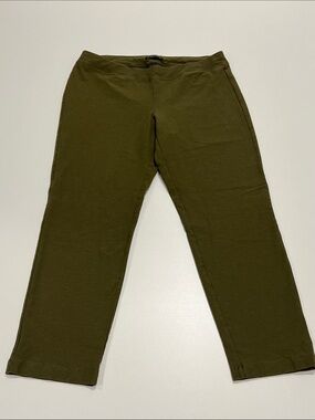 EILEEN FISHER Olive Army Green PETITE M Slim Ankle Pants Stretch Pull-On 🫒